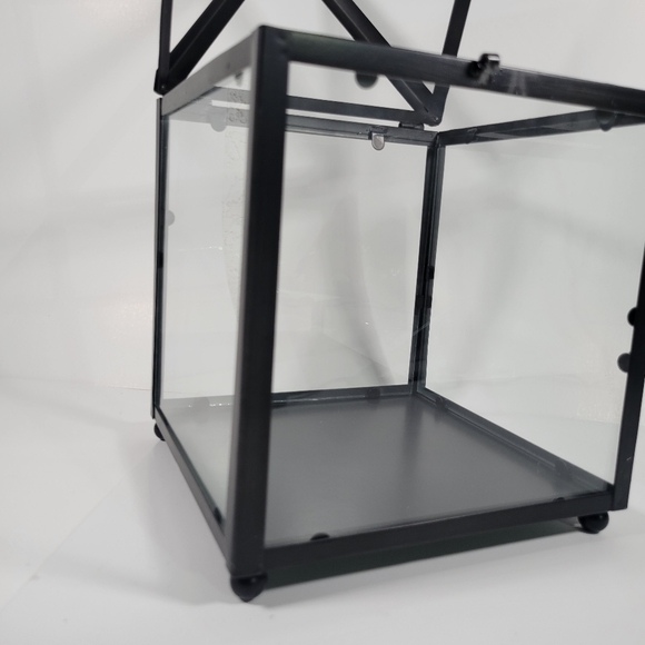 Metal Latern Open Top And Glass 15 in Tall New - Picture 3 of 6